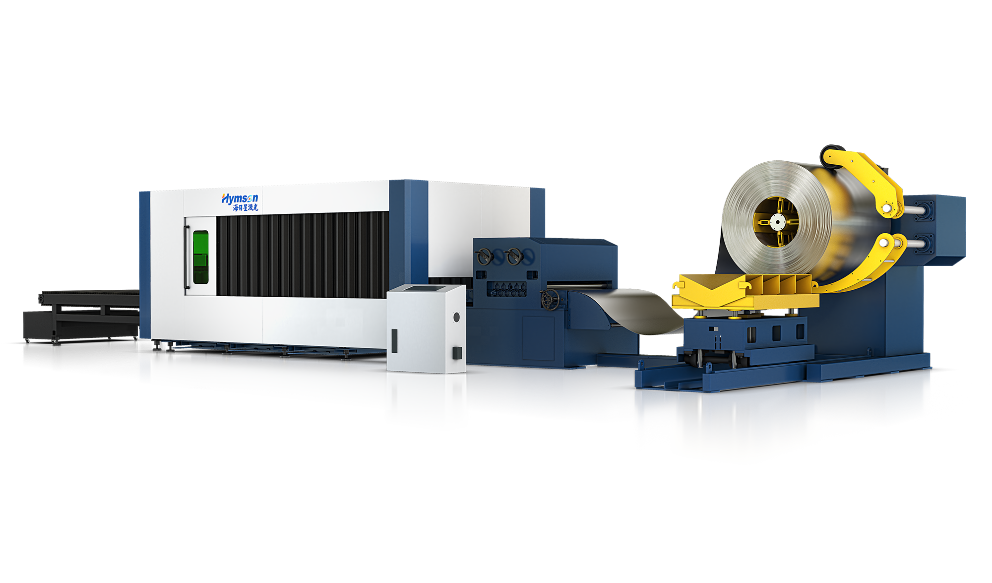 Máy cắt laser kim loại tấm dòng HF-TU có hệ thống tháo cuộn